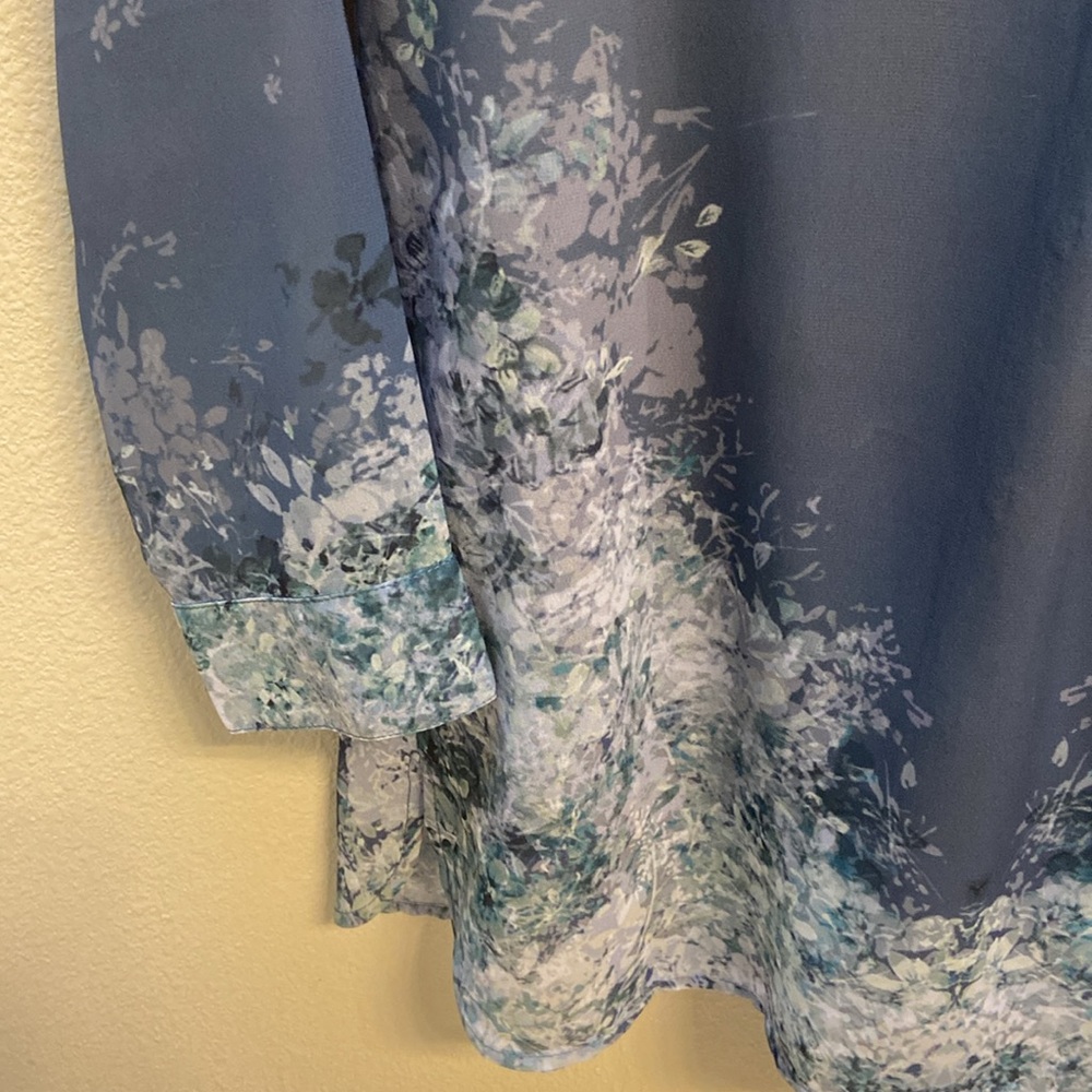 Soft Surroundings Cybele Tunic Periwinkle Floral Pintuck Pleats Blouse w/ Cami - Picture 12 of 16